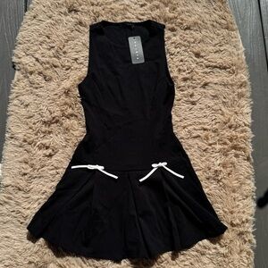 Saint Black Coquette Drop Waist Bow Dress Black Size Small New with Tags